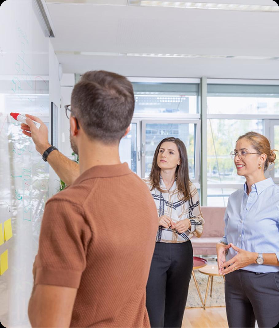 Team discussing project workflow